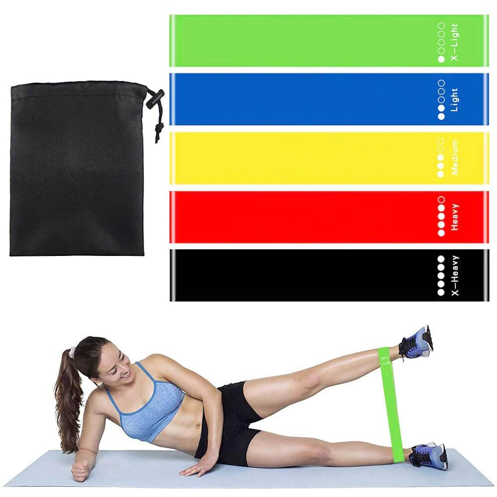 5 Piece Set of Resistance Body Bands with Carry Bag