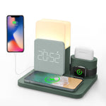 4 in 1 Fast Wireless Charger Station & Lamp With Alarm Clock