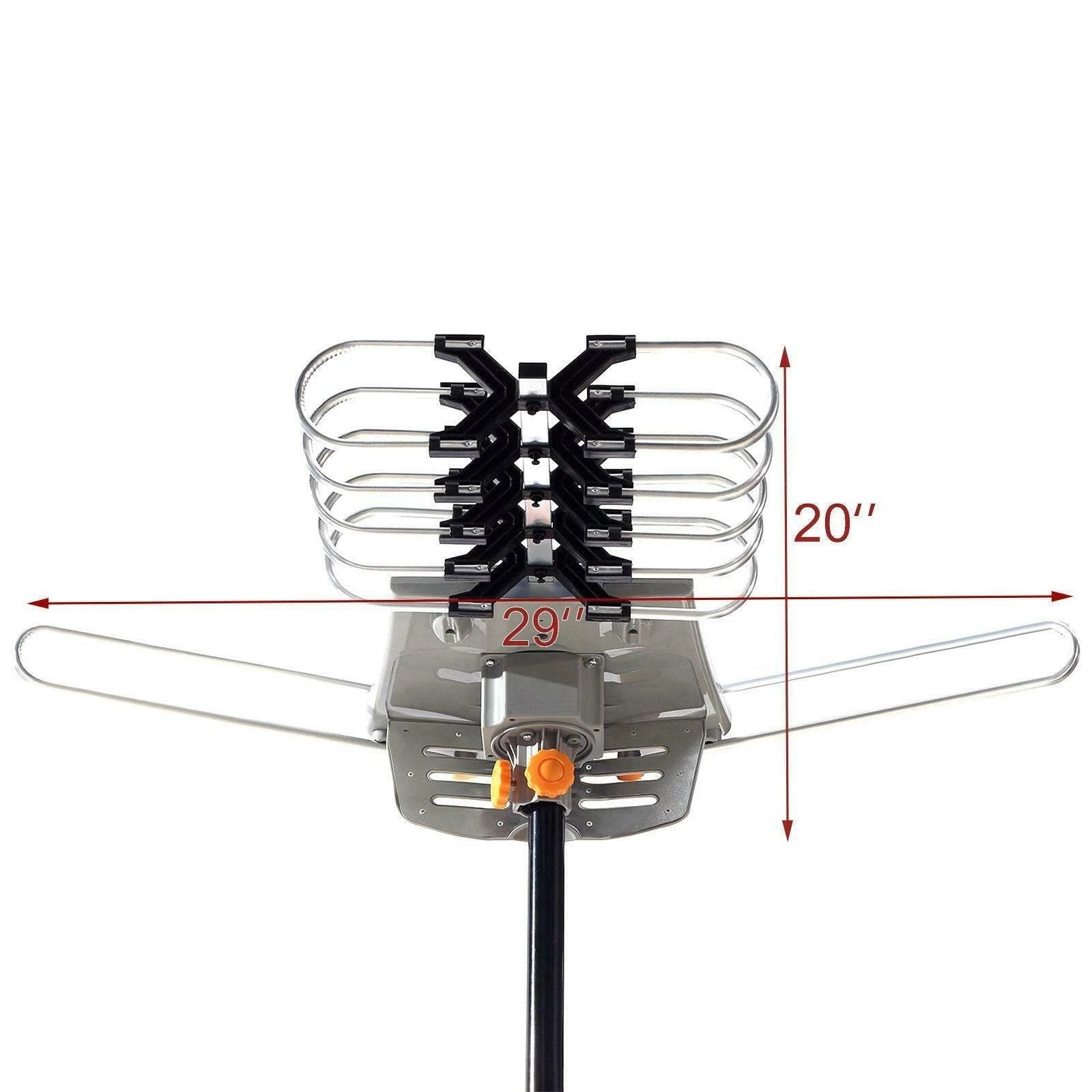 150 Miles Outdoor Digital Amplified HDTV Antenna, Motorized 360° Rotation-Support 2 TVs & Mounting Pole