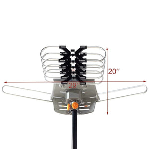150 Miles Outdoor Digital Amplified HDTV Antenna, Motorized 360° Rotation-Support 2 TVs & Mounting Pole