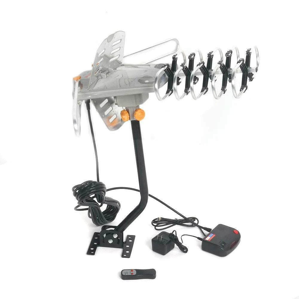 150 Miles Outdoor Digital Amplified HDTV Antenna, Motorized 360° Rotation-Support 2 TVs & Mounting Pole