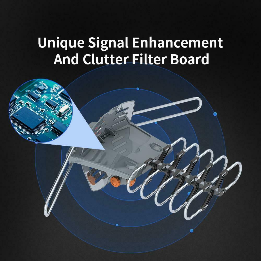 150 Miles Outdoor Digital Amplified HDTV Antenna, Motorized 360° Rotation-Support 2 TVs & Mounting Pole