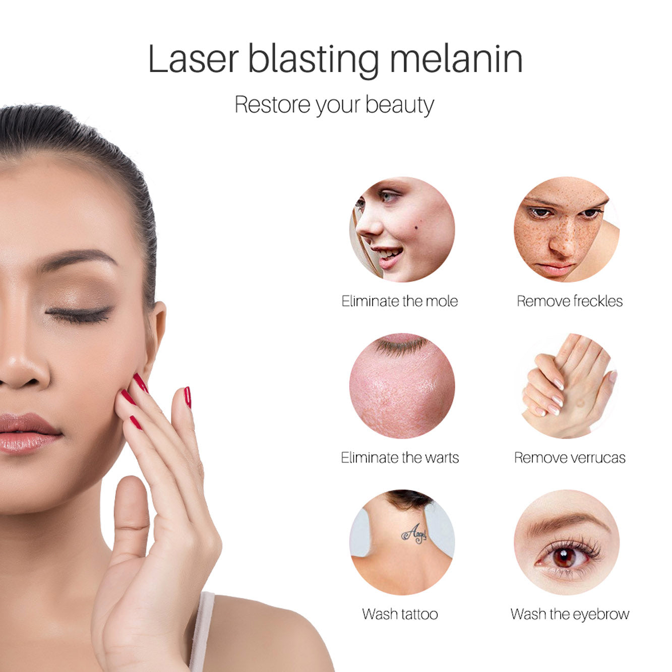 Professional laser Pen tattoo removal, Mole, Freckles, Acne removal