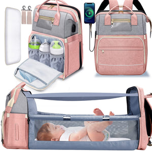 The Premium 3 in 1 Large Baby Diaper Bag Mummy Travel Backpack with Changing Station Pad & USB Port