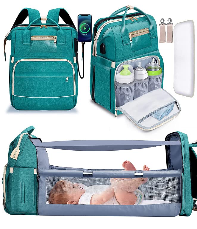 The Premium 3 in 1 Large Baby Diaper Bag Mummy Travel Backpack with Changing Station Pad & USB Port