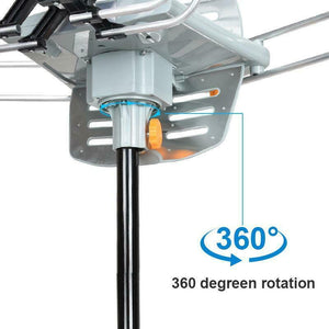 150 Miles Outdoor Digital Amplified HDTV Antenna, Motorized 360° Rotation-Support 2 TVs & Mounting Pole