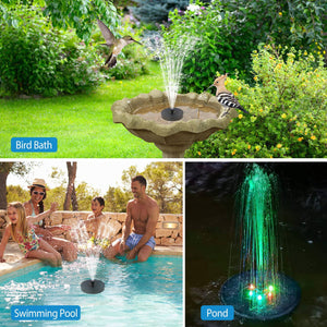 Outdoor Solar Powered Water Fountain With Led Lights