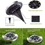 12 LED Solar Ground Lights Outdoor Waterproof